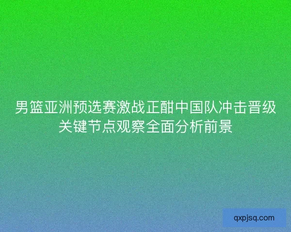 男篮亚洲预选赛激战正酣中国队冲击晋级关键节点观察全面分析前景