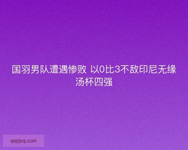 国羽男队遭遇惨败 以0比3不敌印尼无缘汤杯四强