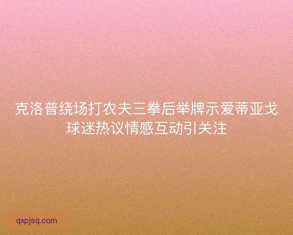 克洛普绕场打农夫三拳后举牌示爱蒂亚戈球迷热议情感互动引关注 克洛普绕场打农夫三拳后举牌示爱蒂亚戈球迷热议情感互动引关注