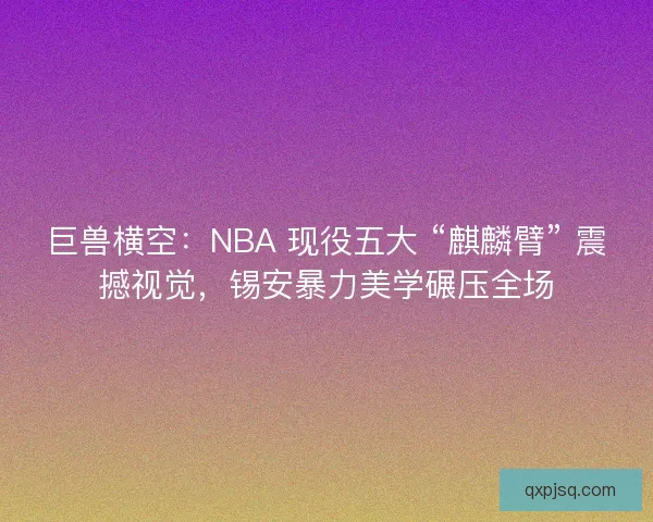 巨兽横空：NBA 现役五大 “麒麟臂” 震撼视觉，锡安暴力美学碾压全场